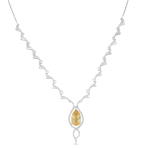 BUY BRAZILIAN CITRINE GEMSTONE NECKLACE IN 925 SILVER